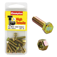 Champion Fasteners BM13 Metric High Tensile Bolts & Nuts M5 x 20mm Pack of 10