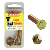 Champion BM140 Metric High Tensile Bolts & Nuts M12 x 1.5 x 35mm Pack of 2