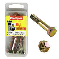Champion BM147 Metric High Tensile Bolts & Nuts M12 x 1.5 x 60mm Pack of 2
