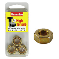 Champion Fasteners BM166 High Tensile Metric Hex Nuts M12 x 1.75 Pack of 3