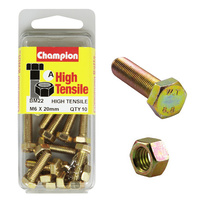 Champion Fasteners BM22 Metric High Tensile Bolts & Nuts M6 x 20mm Pack of 10