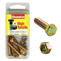 Champion Fasteners BM26 Metric High Tensile Bolts & Nuts M6 x 35mm Pack of 5