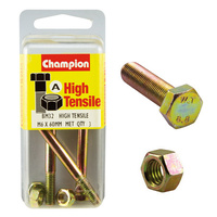 Champion Fasteners BM32 Metric High Tensile Bolts & Nuts M6 x 60mm Pack of 3