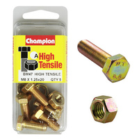 Champion BM47 Metric High Tensile Bolts & Nuts M8 x 1.25 x 20mm Pack of 5