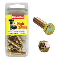 CHAMPION BM51 METRIC HIGH TENSILE BOLTS & NUTS M8 x 1.25 x 30mm PACK OF 4
