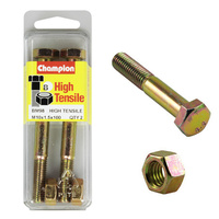 Champion BM98 Metric High Tensile Bolts & Nuts M10 x 1.5 x 100mm Pack of 2