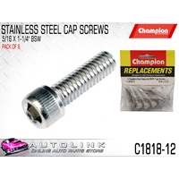 CHAMPION C1818-12 STAINLESS ALLEN KEY CAP HEX HEAD SCREWS 5/16" x 1-1/4" BSW x6