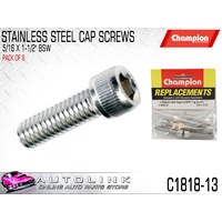 CHAMPION C1818-13 STAINLESS ALLEN KEY CAP HEX HEAD SCREWS 5/16" x 1-1/2" BSW x6