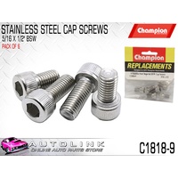 CHAMPION C1818-9 STAINLESS ALLEN KEY CAP HEX HEAD SCREWS 5/16" x 1/2" BSW x6