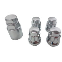 NICE C2LOCK CHROME WHEEL RIM LOCK NUT SET THREAD 1/2" CONE SEAT SET 4 WITH KEY