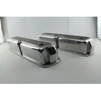 CAL CUSTOMS FINNED ROCKER COVERS FOR FORD WINDSOR 289 302 351 V8 POLISHED ALLOY
