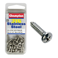 CHAMPION CSP10 316 STAINLESS STEEL SELF TAPPING PAN HEAD SCREWS 6g x 1/2" x25