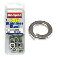 CHAMPION FASTENERS CSP34 316 STAINLESS STEEL FLAT WASHERS 6mm PACK OF 20