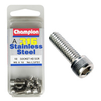 CHAMPION CSP51 316 STAINLESS STEEL METRIC HEX HEAD 5mm x 10mm PACK OF 10