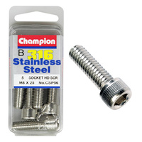 CHAMPION CSP56 316 STAINLESS STEEL METRIC HEX HEAD 8mm x 25mm PACK OF 5