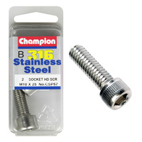 CHAMPION CSP57 STAINLESS STEEL METRIC HEX HEAD 10mm x 25mm PACK OF 2
