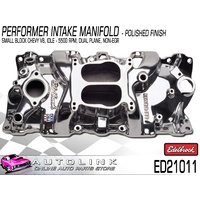 EDELBROCK PERFORMER POLISHED INTAKE MANIFOLD NON EGR FOR CHEV SB V8 ED21011