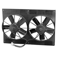 SPAL DUAL 11" THERMO FANS WITH SHROUD STRAIGHT BLADE 12V PULLER 2720 CFM EF3580 