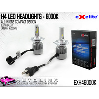EXELITE LED H4 HEADLIGHT GLOBES UPGRADE 6000K COMPACT DESIGN TWIN PACK EXH46000K