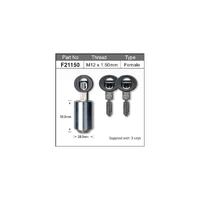 Nice F21150 Chrome Spare Wheel Lock Nut Female with x3 Keys M12 x 1.5