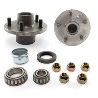 TRAILER HUB KIT - FORD 5 STUD PATTERN WITH BEARINGS WHEEL NUTS & OIL SEAL x1