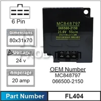 Nice FL404 Electric Flasher Unit 6 Pin 24V for Mitsubishi Models 066500-2150