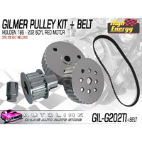 GILMER PULLEY KIT & BELT FOR HOLDEN 6CYL 149 - 202 ( RED MOTOR ) GIL-G202TI