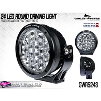 GREAT WHITES 24 LED ROUND DRIVING LIGHT 9-32V 240mm DIA WITH BRACKET GWR5243