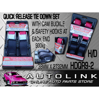 MOTORBIKE ATV YAMAHA HONDA QUICK RELEASE TIE DOWN SET CAM BUCKLE & SAFETY HOOKS