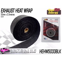 EXHAUST HEAT WRAP - 50mm WIDE x 3.3 METRES COLOUR: BLACK ( HEHW5033BLK )