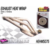 EXHAUST HEAT WRAP - 50mm WIDE x 7.5 METRES COLOUR: WHITE ( HEHW5075 )