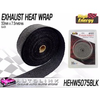 EXHAUST HEAT WRAP - 50mm WIDE x 7.5 METRES COLOUR: BLACK ( HEHW5075BLK )