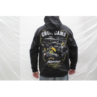 CROW CAMS BLACK HOODIE HOT ROD GARAGE LARGE PRINT ON BACK & CROW ON FRONT- SMALL