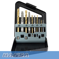 HANSA HSES-10 10 PIECE SPIRAL SCREW EXTRACTOR & DRILL BIT SET - IN TIN CASE