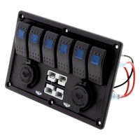 Hulk 4x4 HU7065B 6 Way Switch Panel With 50a Plugs Acc Power Socket & Usb