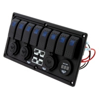 Hulk 4x4 HU7070B 8 Way Switch Panel With 50a Plugs Acc Power Sockets, Usb & Volt
