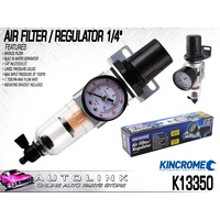 KINCROME AIR FILTER / REGULATOR 1/4" WITH LARGE PRESSURE 150PSI GAUGE K13350