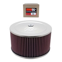 K&N AIR FILTER ROUND CHROME 9" DIAMETER FOR 4 BARREL CARB ( 60-1365 )