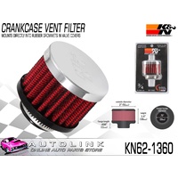 K&N VENT AIR FILTER / BREATHER 19mm INNER DIA - RUBBER BASE CHROME TOP KN62-1360