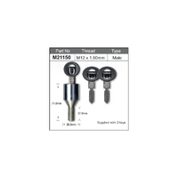 Nice M21150 Chrome Spare Wheel Lock Nut Bolt Male with x3 Keys M12 x 1.5