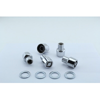 Nice Chrome Mag Wheel Rim Lock Nut Set Thread 1/2" Shank Type With Washer & Key