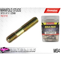 CHAMPION FASTENERS MS4 METRIC STEEL MANIFOLD STUDS M10 x 1.25 x 41mm PACK OF 25