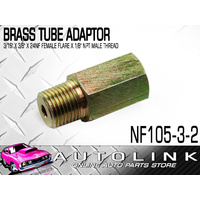 BRASS TUBE ADAPTOR - FOR 3/16" BUNDY TUBE 3/8"x24NF FEMALE FLARE x1/8" NPT MALE
