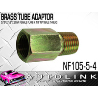 BRASS TUBE ADAPTOR - FOR 5/16" BUNDY TUBE 1/2"x20NF FEM FLARE x 1/4"NPT MALE