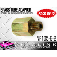 BRASS TUBE ADAPTORS FOR 3/8" BUNDY TUBE 5/8"x18NF FEM FLARE x 1/8" NPT MALE x10