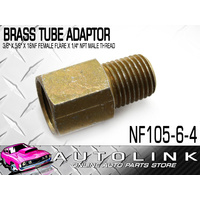 BRASS TUBE ADAPTOR FOR 3/8" BUNDY TUBE 5/8"x18NF FEMALE FLARE x1/4" NPT MALE x1