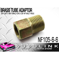 BRASS TUBE ADAPTOR - FOR 3/8" BUNDY TUBE 5/8"x18NF FEMALE FLARE x 3/8" NPT MALE