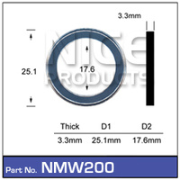 NICE NMW200 MAG WHEEL WASHER ID 17.6mm x 3.3mm THICK - SOLD AS EACH