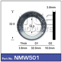 NICE NMW501 MAG WHEEL WASHER ID 18mm x 3.8mm THICK - SOLD AS EACH