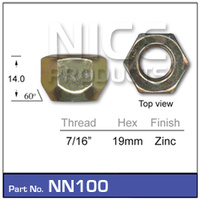 NICE NN100 STANDARD OPEN END WHEEL NUT 7/16" THREAD SOLD AS EACH